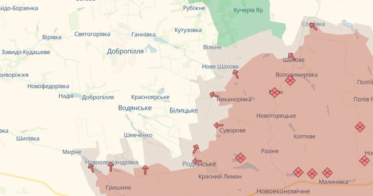 Карта лінії боєзіткнення DeepState на Покровському напрямку станом на 26 липня 2026 року