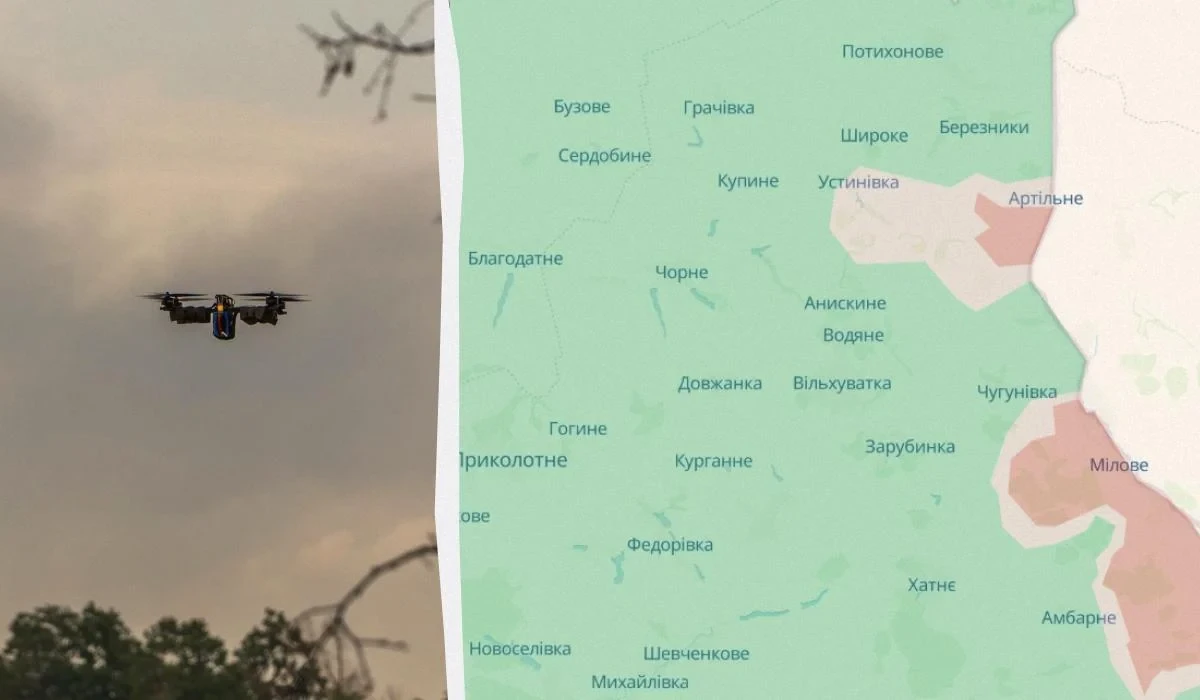 Карта DeepState з «сірою» зоною біля Артільного на Харківщині