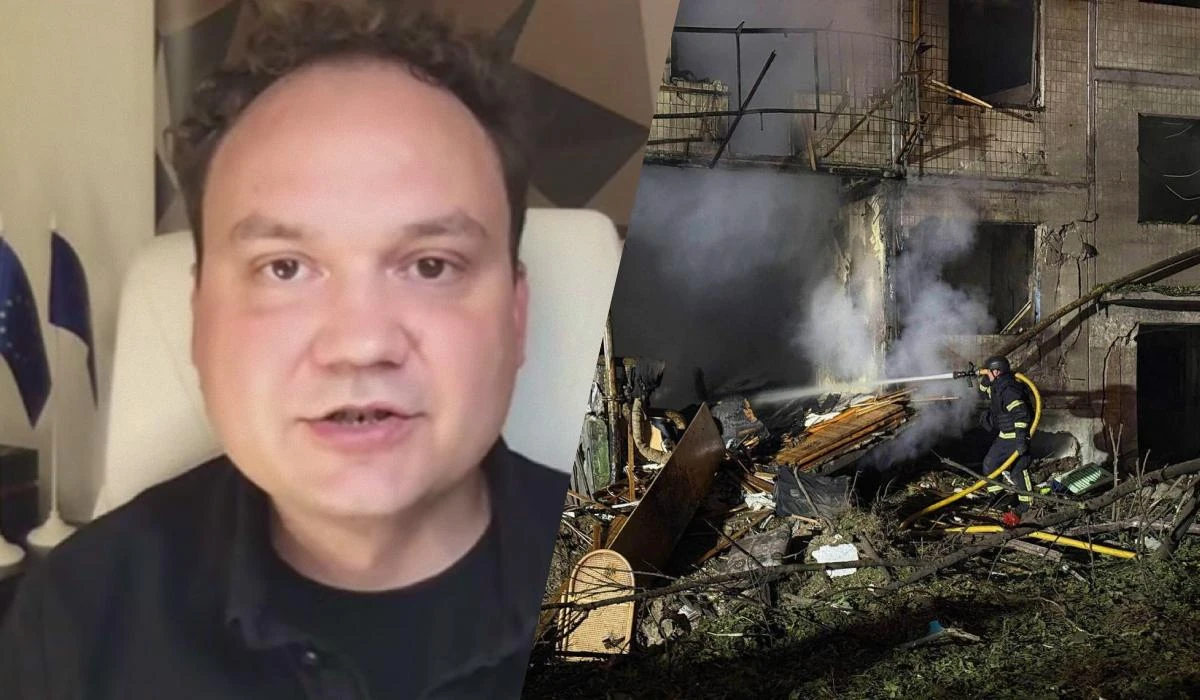 Пошкоджені житлові будинки в Солом'янському районі Києва після нічної атаки 1 серпня, рятувальники ДСНС розбирають завали