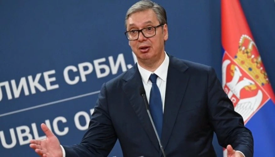 Президент Сербії Александар Вучич під час пресконференції в Белграді